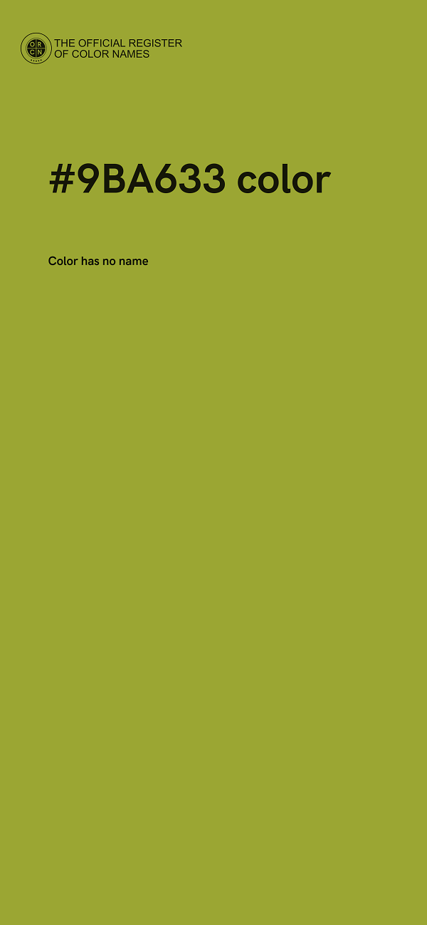 #9BA633 color image