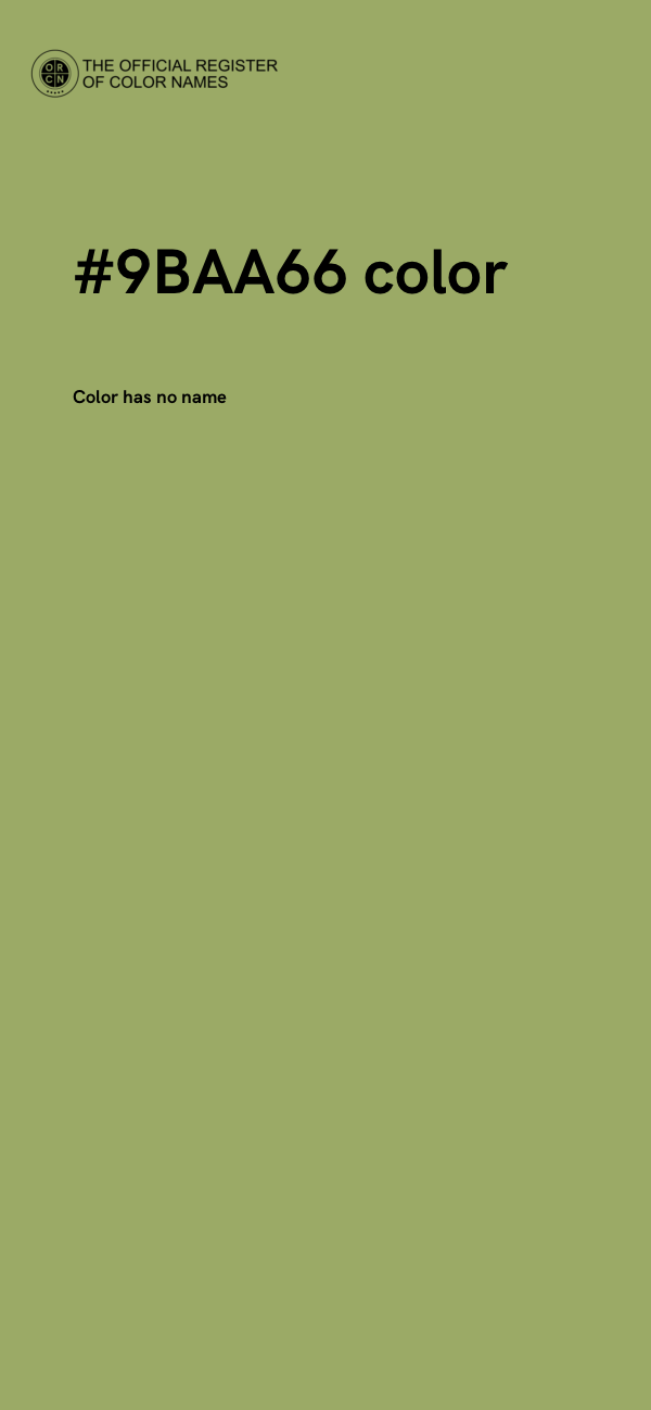 #9BAA66 color image