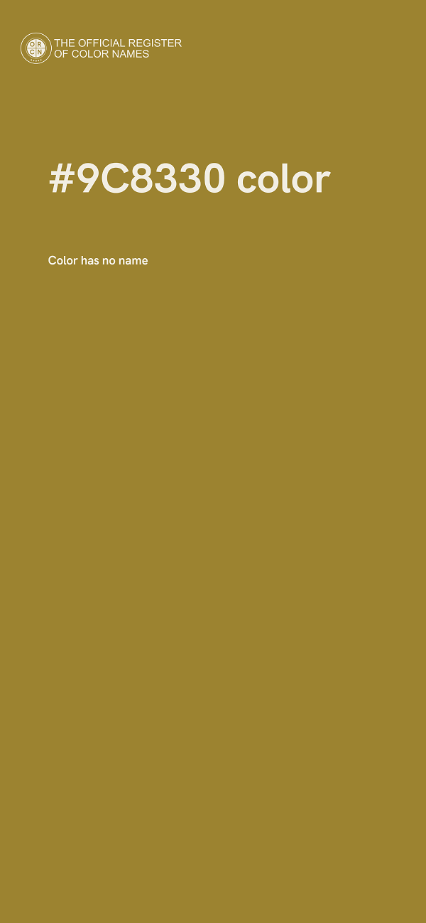 #9C8330 color image