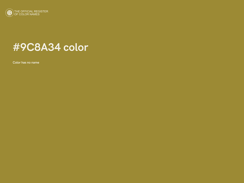 #9C8A34 color image