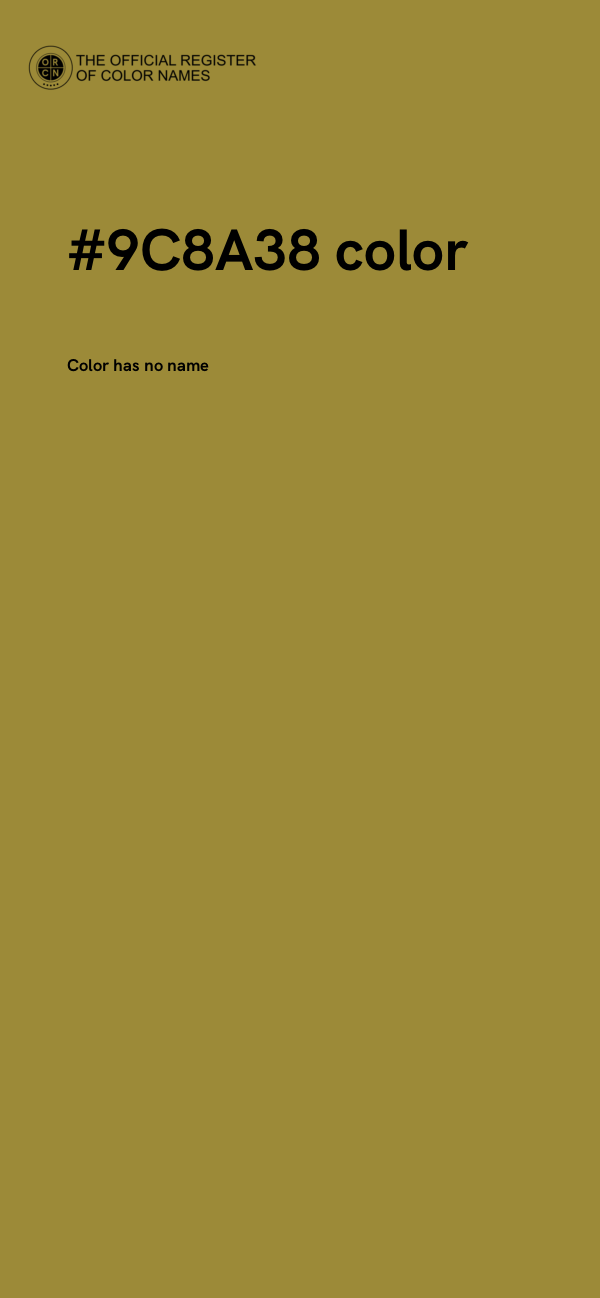 #9C8A38 color image
