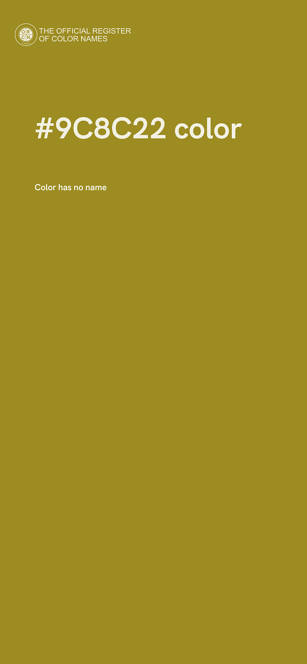 #9C8C22 color image