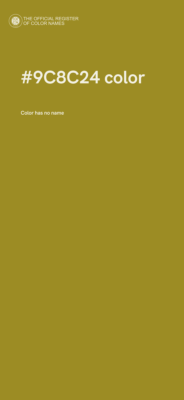 #9C8C24 color image