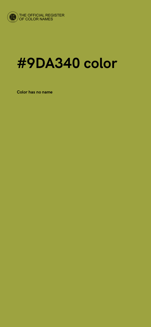 #9DA340 color image
