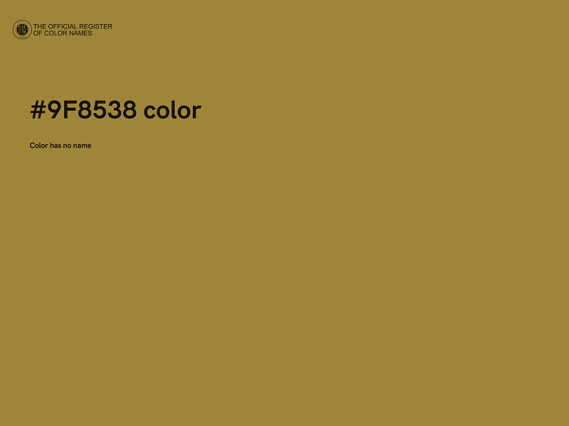 #9F8538 color image