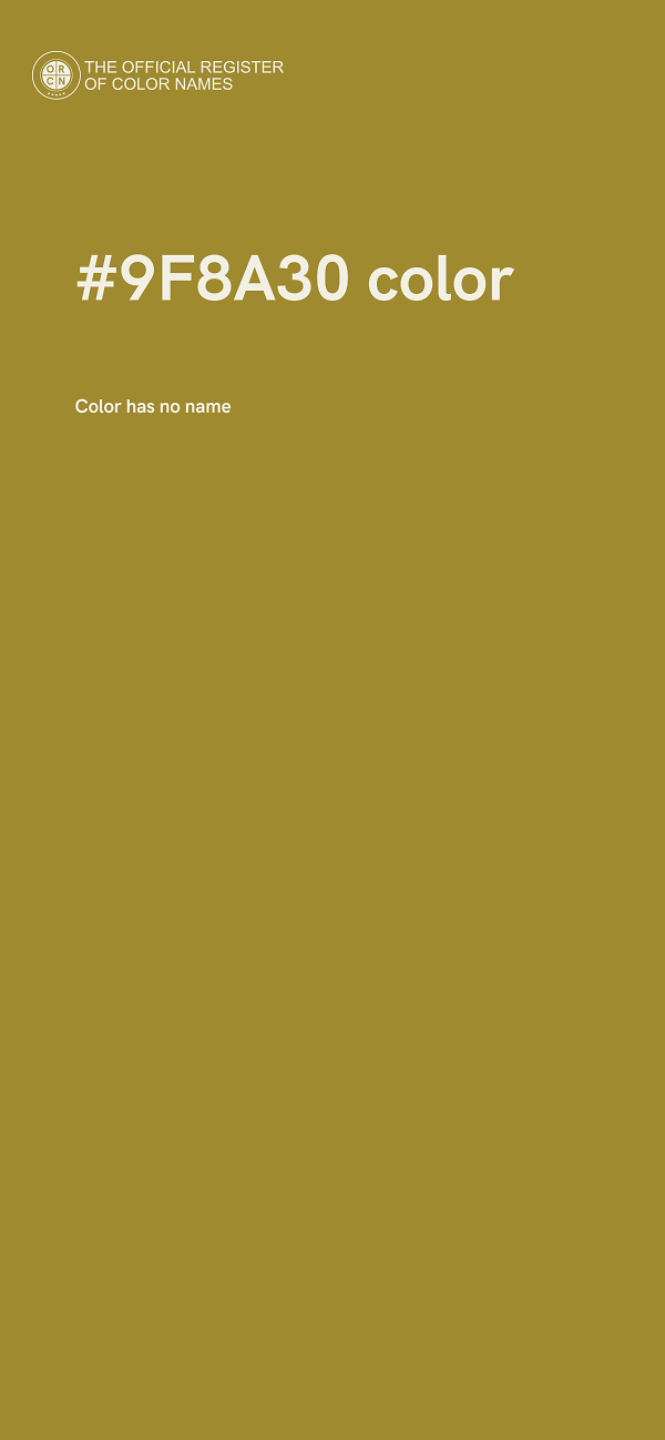 #9F8A30 color image