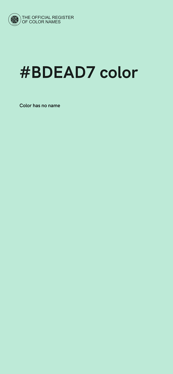#BDEAD7 color image