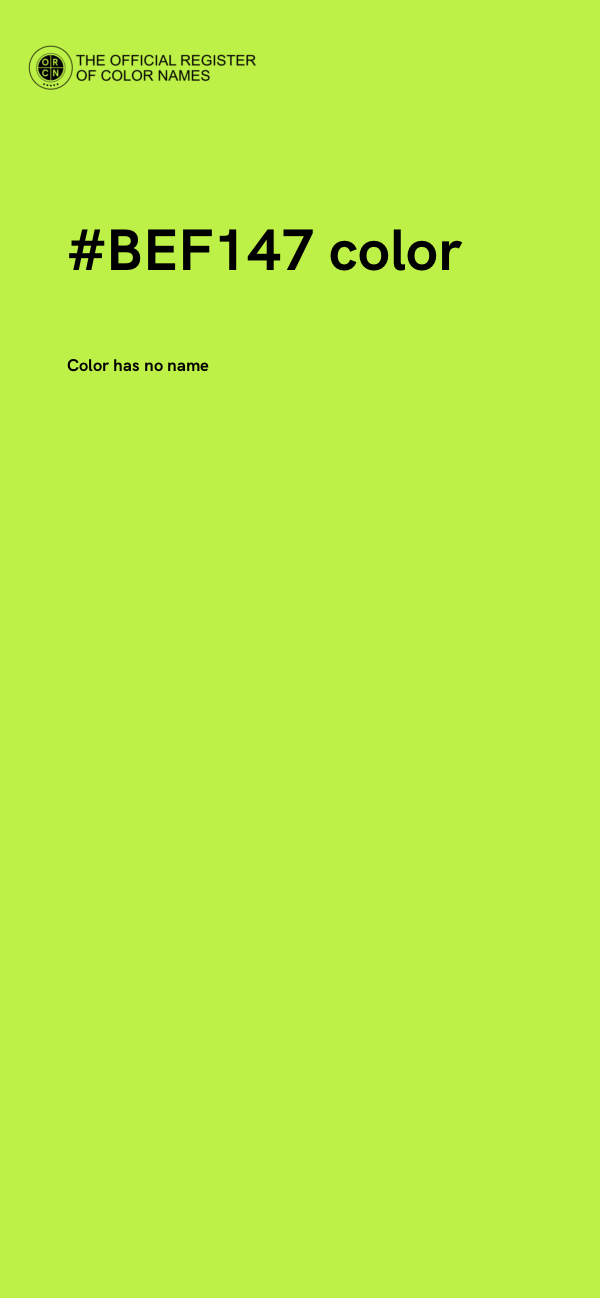 #BEF147 color image