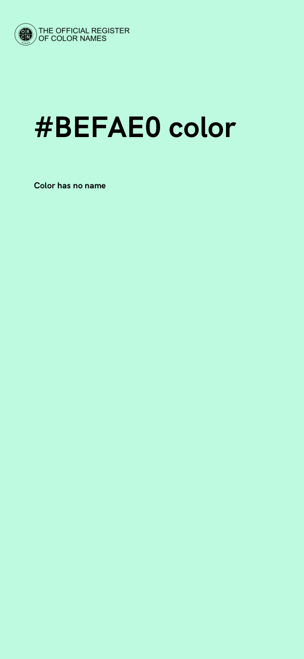 #BEFAE0 color image