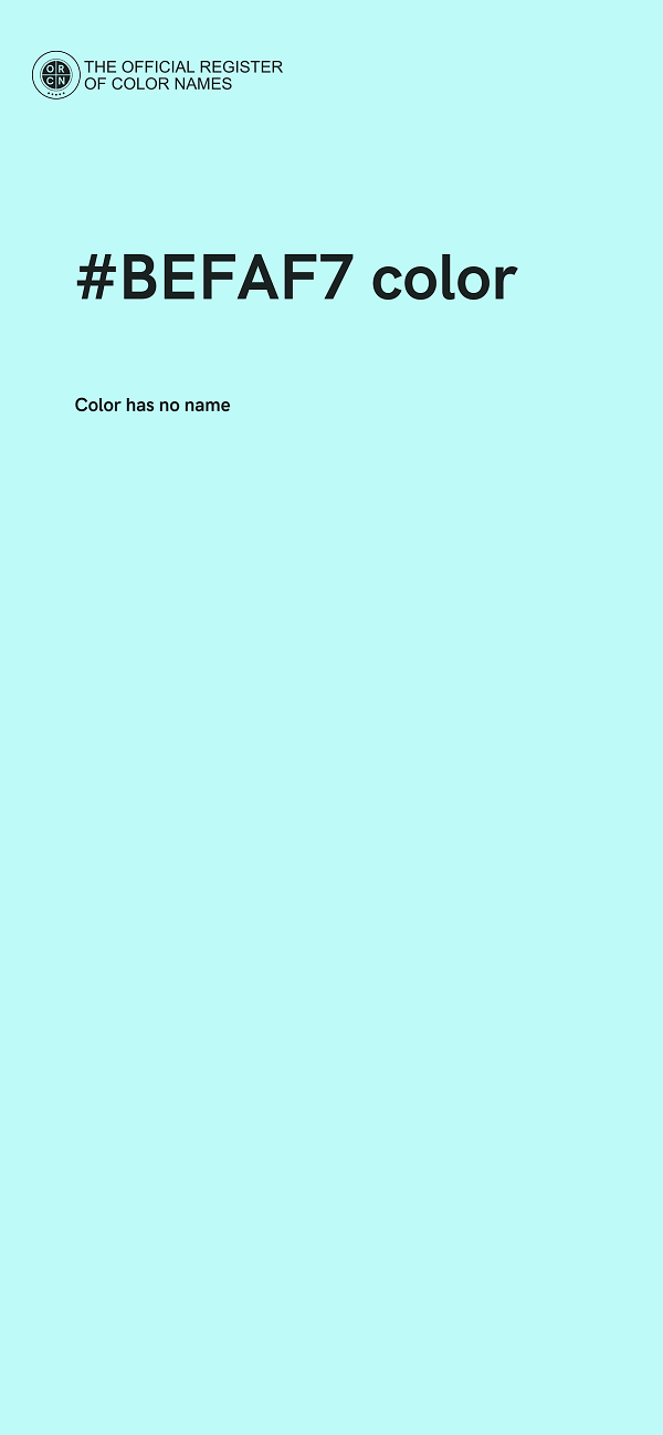 #BEFAF7 color image