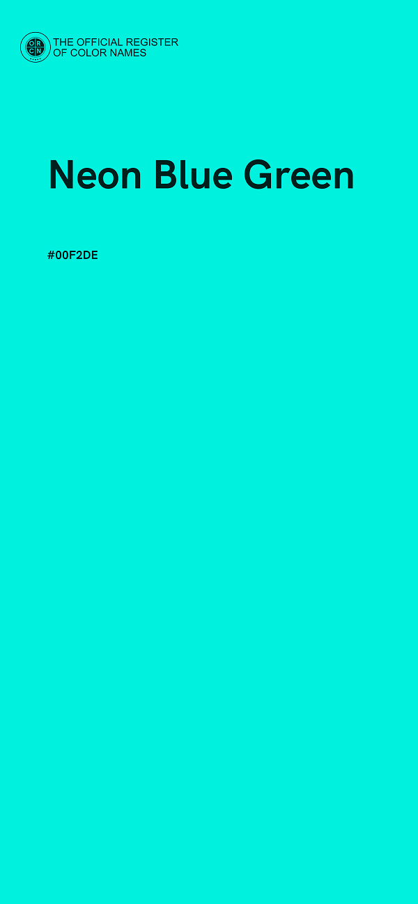 #00F2DE - Neon Blue Green color image