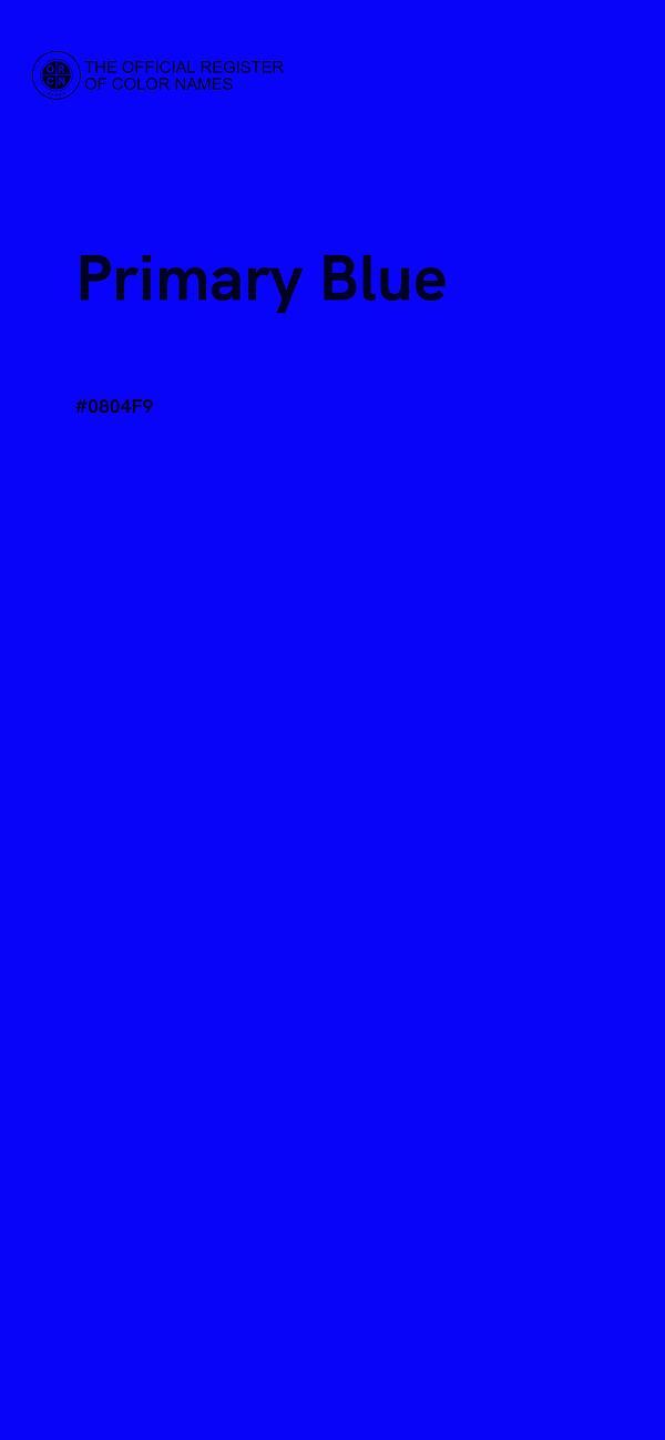 #0804F9 - Primary Blue color image