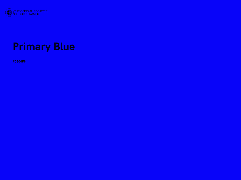#0804F9 - Primary Blue color image