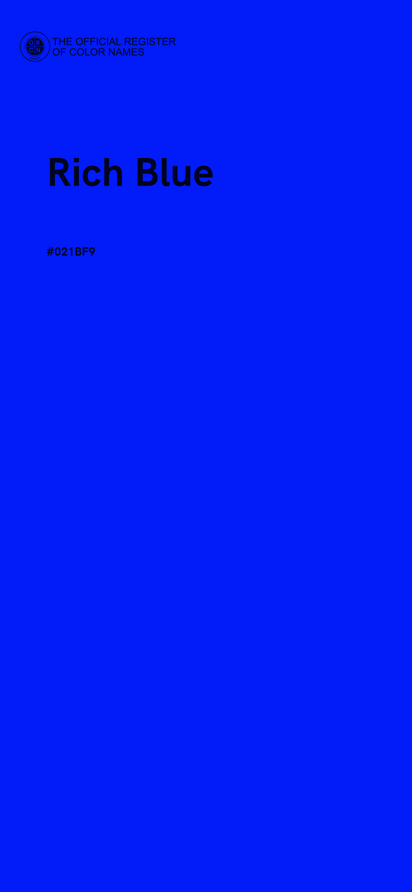 #021BF9 - Rich Blue color image