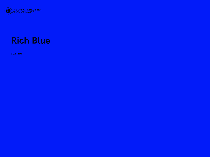 #021BF9 - Rich Blue color image