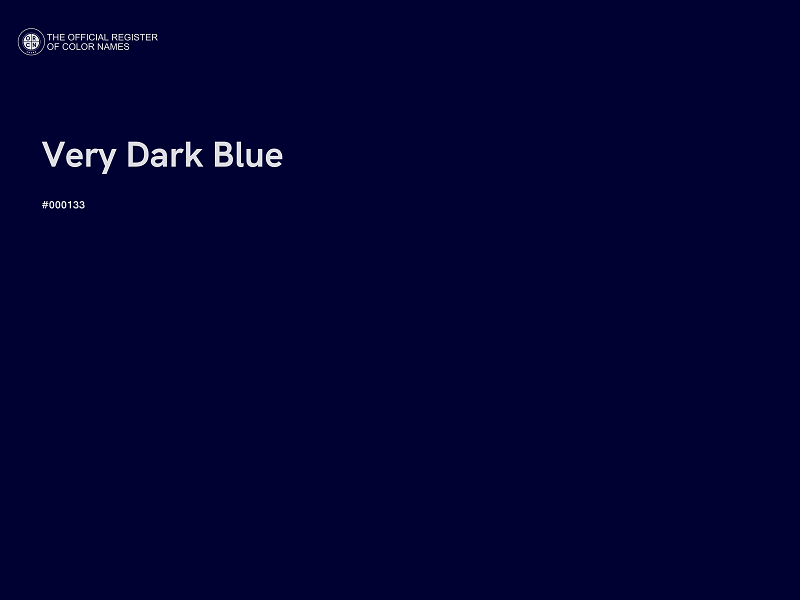 #000133 - Very Dark Blue color image