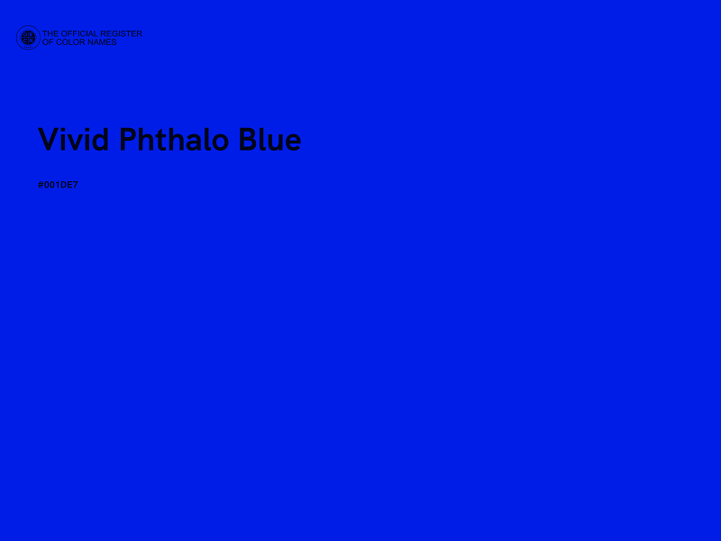 #001DE7 - Vivid Phthalo Blue color image