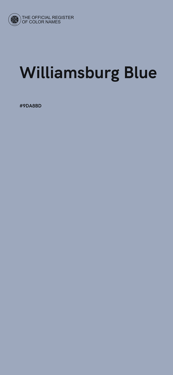 #9DA8BD - Williamsburg Blue color image