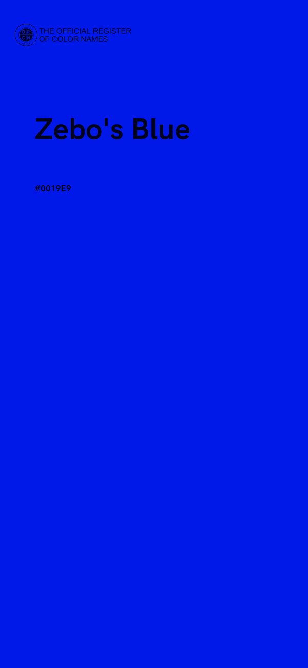 #0019E9 - Zebo's Blue color image